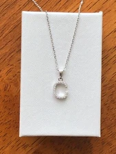 925 Sterling Silver Tiny Cz Initial Letter C Pendant Necklace Womens 8.5mm 18"