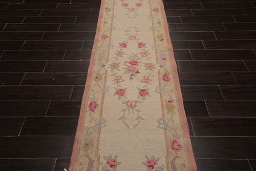 Vintage Soumac Runner Hand Knotted Wool Traditional Area Rug Beige 2'7” x 12' - Picture 3 of 7