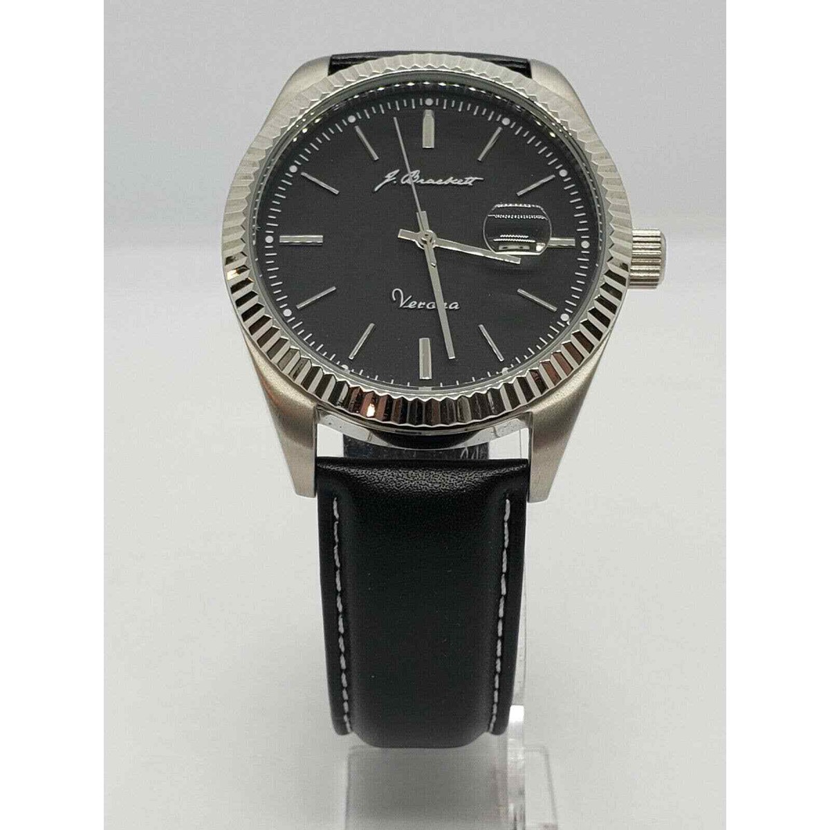 J Brackett Mens Watch Verona Leather Band 43mm Japanese Miyota