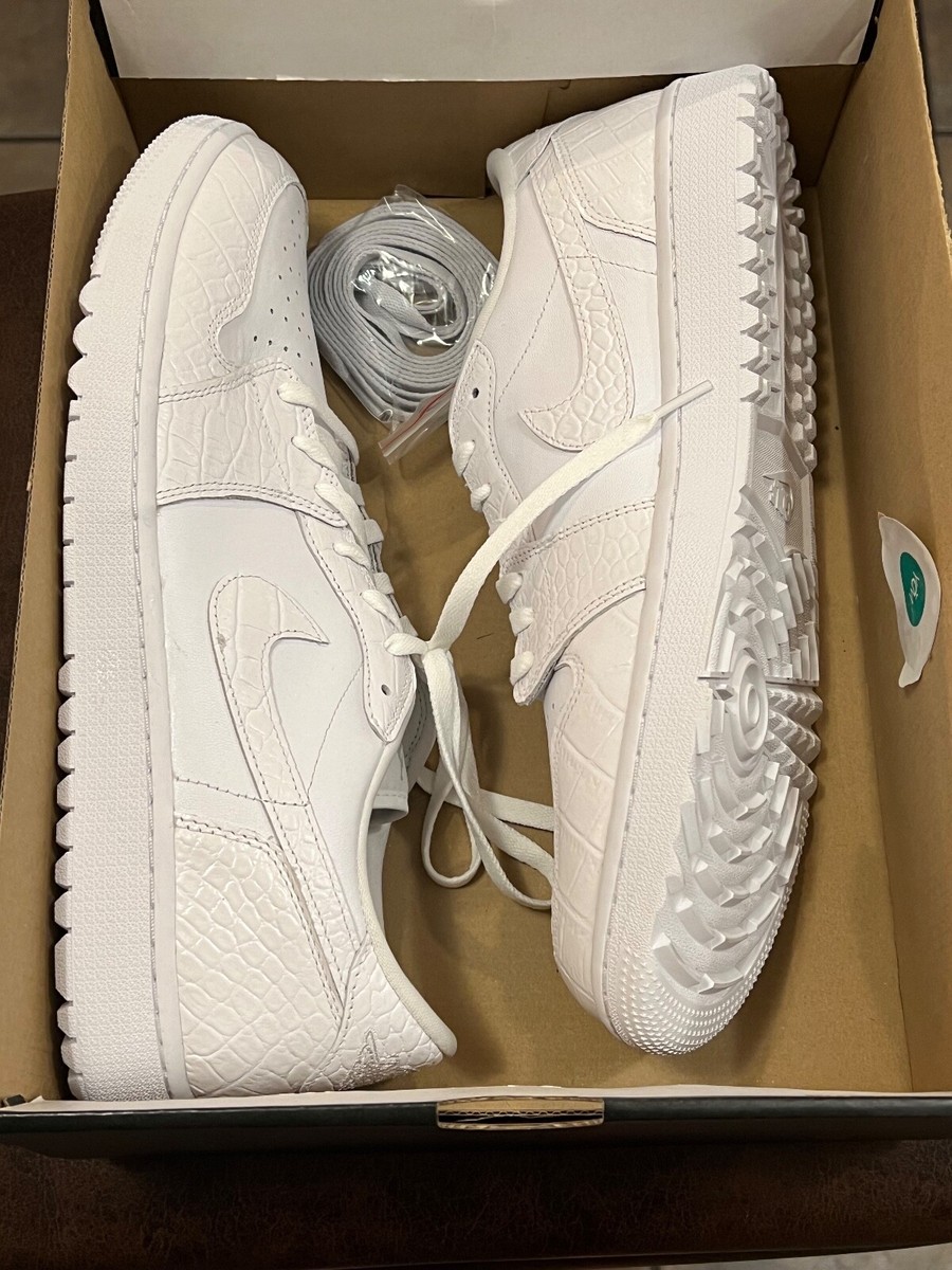 Nike Air Jordan 1 Low Retro Golf Shoe Sneaker White Croc AJ1 Size
