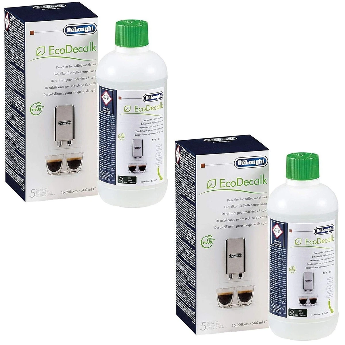 Delonghi EcoDecalk Coffee Machine Descaler Liquid 500ml SER3018 Genuine X 2  8004399329492