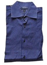 Banana Republic Size 16 16 1/2 Cotton Shirt Cuff Sleeves Striped QQ