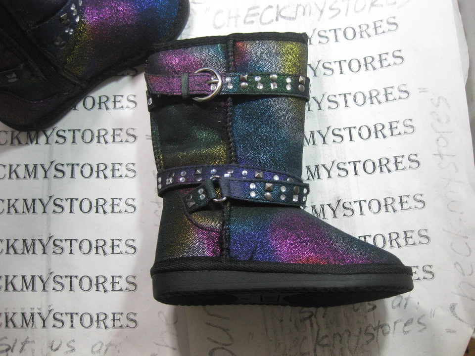 NEW PARIS BLUES ADDY BLACK RAINBOW BOOTS FASHION SHOES GIRLS TODDLER Foto 3 de 4