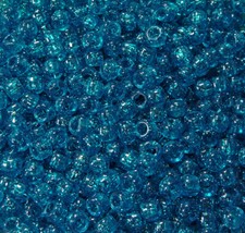 500 Teal Sparkle 9x6mm Pony Beads made in USA for school crafts hair jewelry