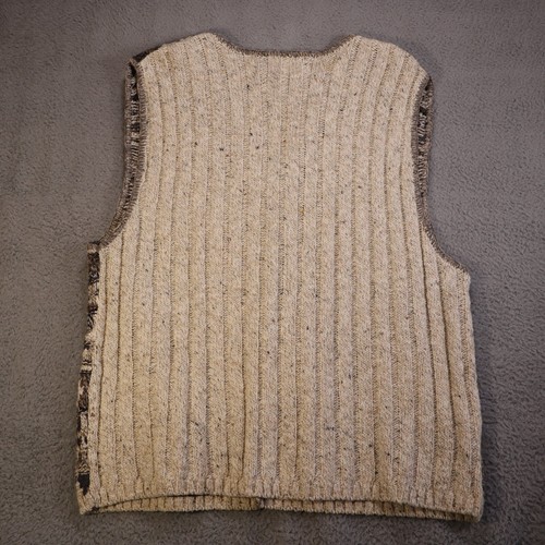 Vintage Wool Vest Mens Large Le Collezioni Structure Gray Black Button Front - Picture 8 of 8