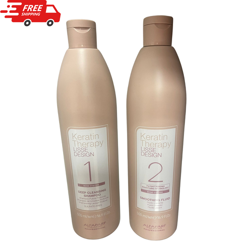 Alfaparf Milano Lisse Keratin fluid & deep cleansing shampoo Set, 500ML