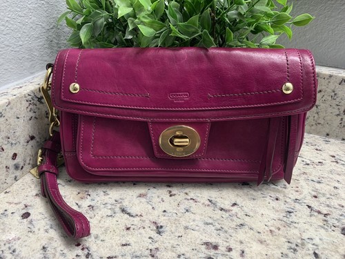 purple leather coach wallet