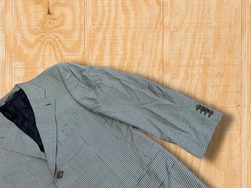 VINTAGE ERMENEGILDO ZEGNA Mens 42R Sport Coat Blazer Navy Blue White Check - Picture 3 of 16