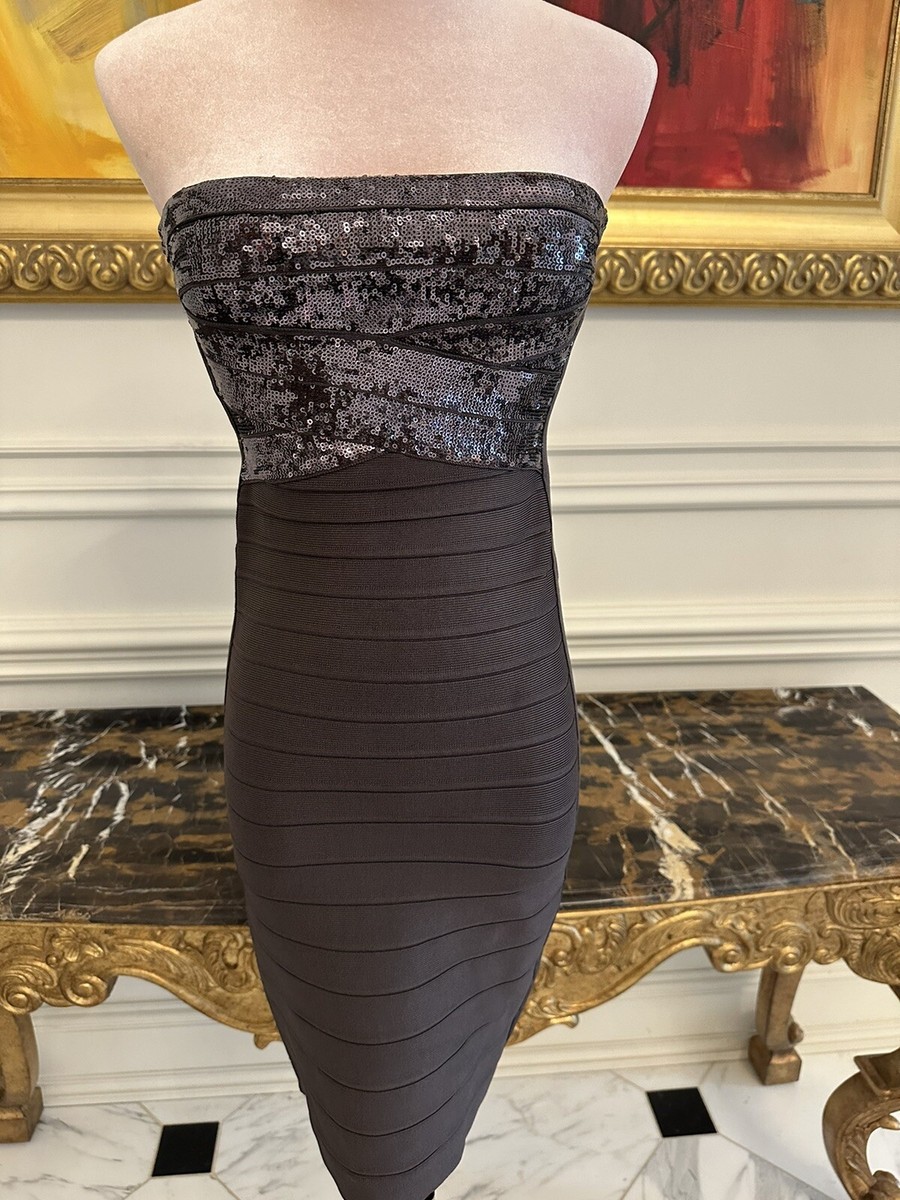 herve leger beaded dress Original Fall 1997 Herve Leger Couture Lace & Bead Bandage Fitted Blac   Shrimpton Couture