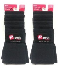 12 Pair Peds Ladies Trouser Socks Tactel Lycra Size 5-10 Black - BRAND NEW