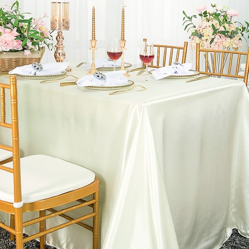 Wedding Linens Inc. 54" x 108" Premium Rectangular Satin Tablecloths - Picture 4 of 59