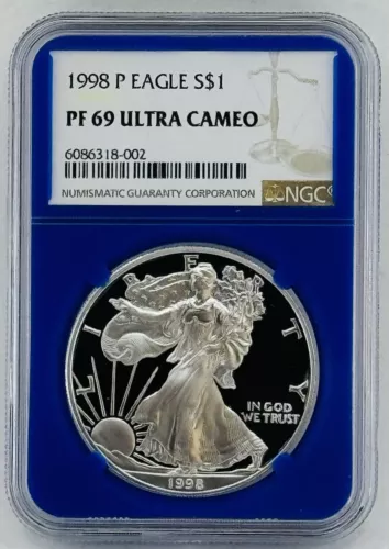 1998-P Silver Eagle $1 NGC: PF 69 Ultra Cameo #C764
