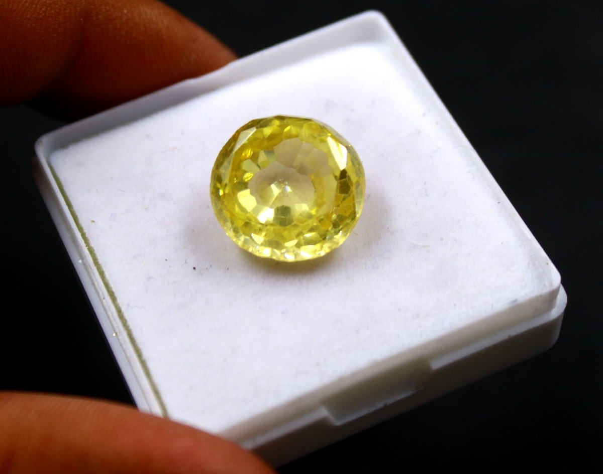 22.95CT/15mm x15mm Natural Certified Yellow Spinel Round Shape