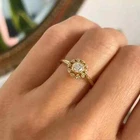 Art Deco Vintage Style Round Cut Lab Created Diamond 14K Gold FN Engagement Ring