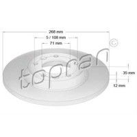 Topran 2X Bremsscheibe Hinten Ø268 Mm Voll FüR Opel Grandland X 75 1.2 1.6