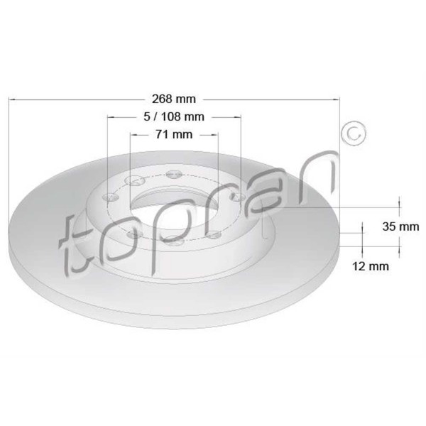 Topran 2X Bremsscheibe Hinten Ø268 Mm Voll FüR Opel Grandland X 75 1.2 1.6-image