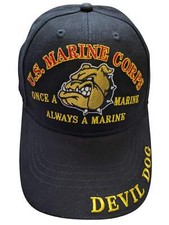 US Marine Corps Once A Marine Always A Marine Devil Dog Black Baseball Cap