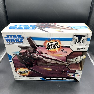 Star Wars Clone Wars V-WING FIGHTER & PILOT  Toys R Us TRU EXCLUSIVE SEALED 