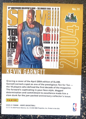 KEVIN GARNETT 2020-21 Panini NBA Hoops #11 SLAM Cover Insert SP NM 