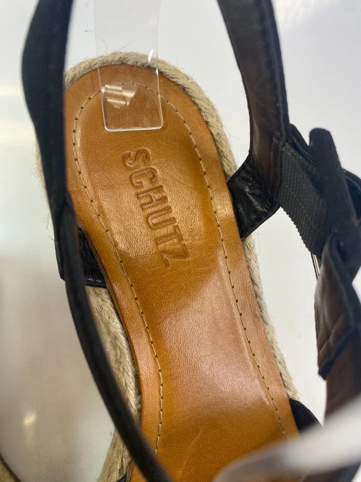 Sandalia de cuña alpargata negra Blisse Nubuck Schutz para mujer talla 9 Foto 3 de 4