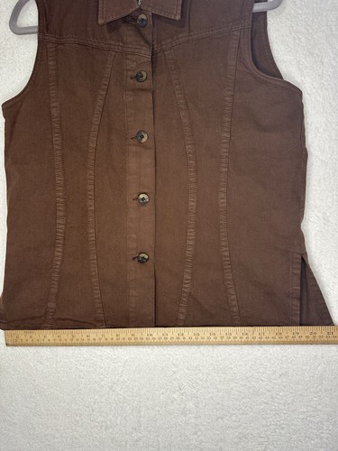 Vtg FDJ French Dressing Jeans Wear Paris Denim Jacket Vest Women Brown Size 10 - Picture 5 of 10