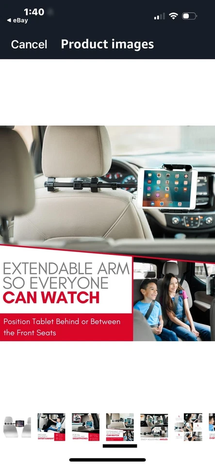 Macally HRMOUNTPRO Car Headrest Mount Holder for Apple - Black - Image 4 of 4