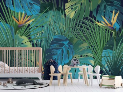 3D Leaves Flora Watercolor Self-adhesive Removable Wallpaper Murals