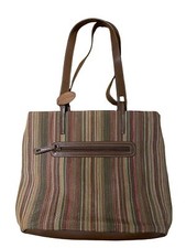 Stone Mountain NWOT Woven Fabric and Leather Womens Shoulder Bag Striped Purse