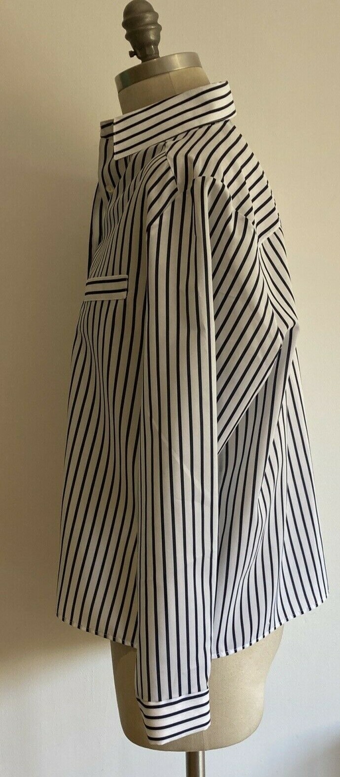 1980s Vintage French Navy/White Striped St Michael Blouse/Shirt Size 14 UK, BNWT 3