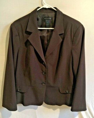 Preswick & Moore Black Cropped Blazer Jacket Size 16 Button Front Lined