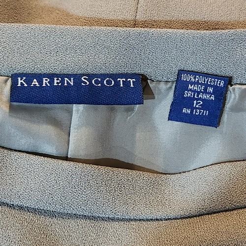 Karen Scott 3-Pc Suit Skirt Set Gray Sz 12 4-Button Blazer Matching String Belt - Picture 8 of 13