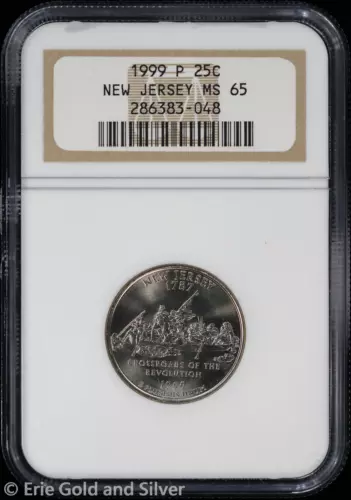 1999-P 25C New Jersey State Quarter NGC MS 65 | Uncirculated UNC BU