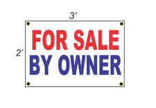 2x3 FOR SALE BY OWNER Red White  Blue Banner Sign NEW Discount Size  Price