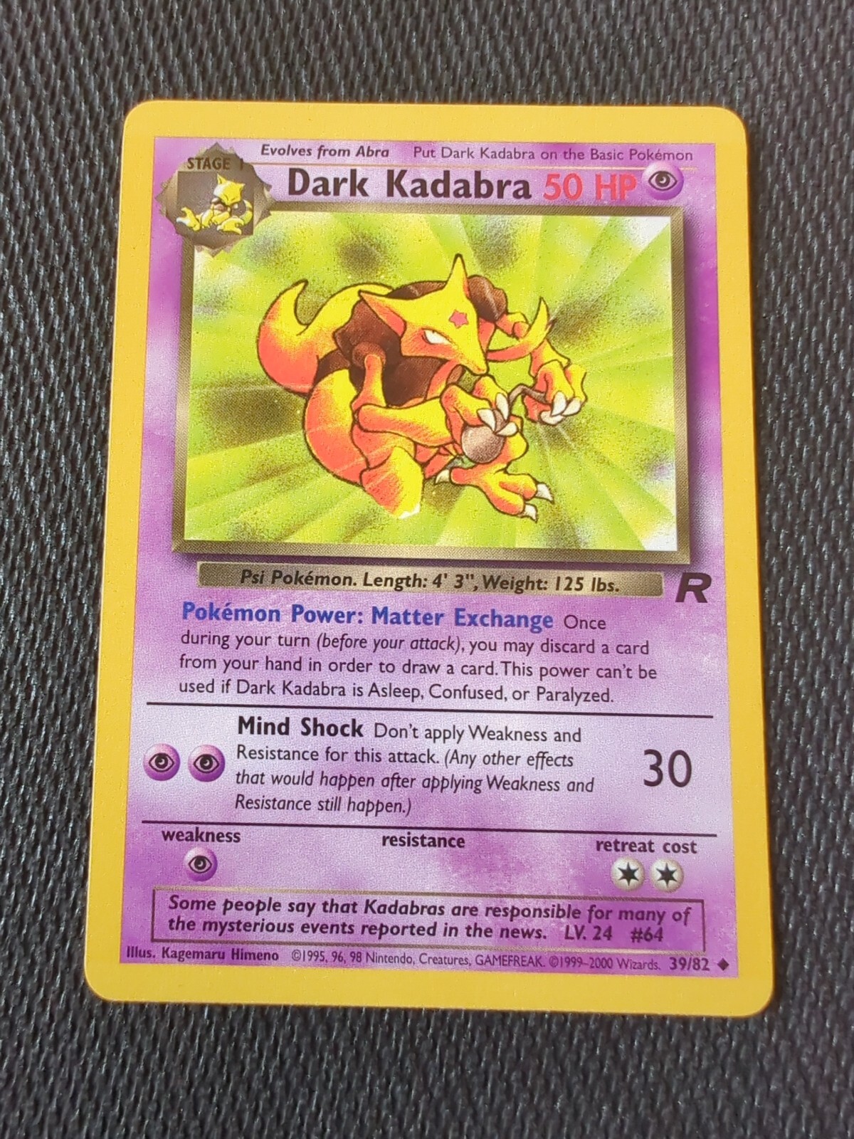 Pokémon TCG Dark Kadabra Team Rocket 39 Regular Unlimited Uncommon NM
