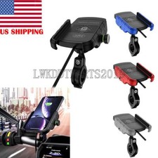Motorcycle Cell Phone Handlebar Mount Holder Wireless USB Charger for Smartphone