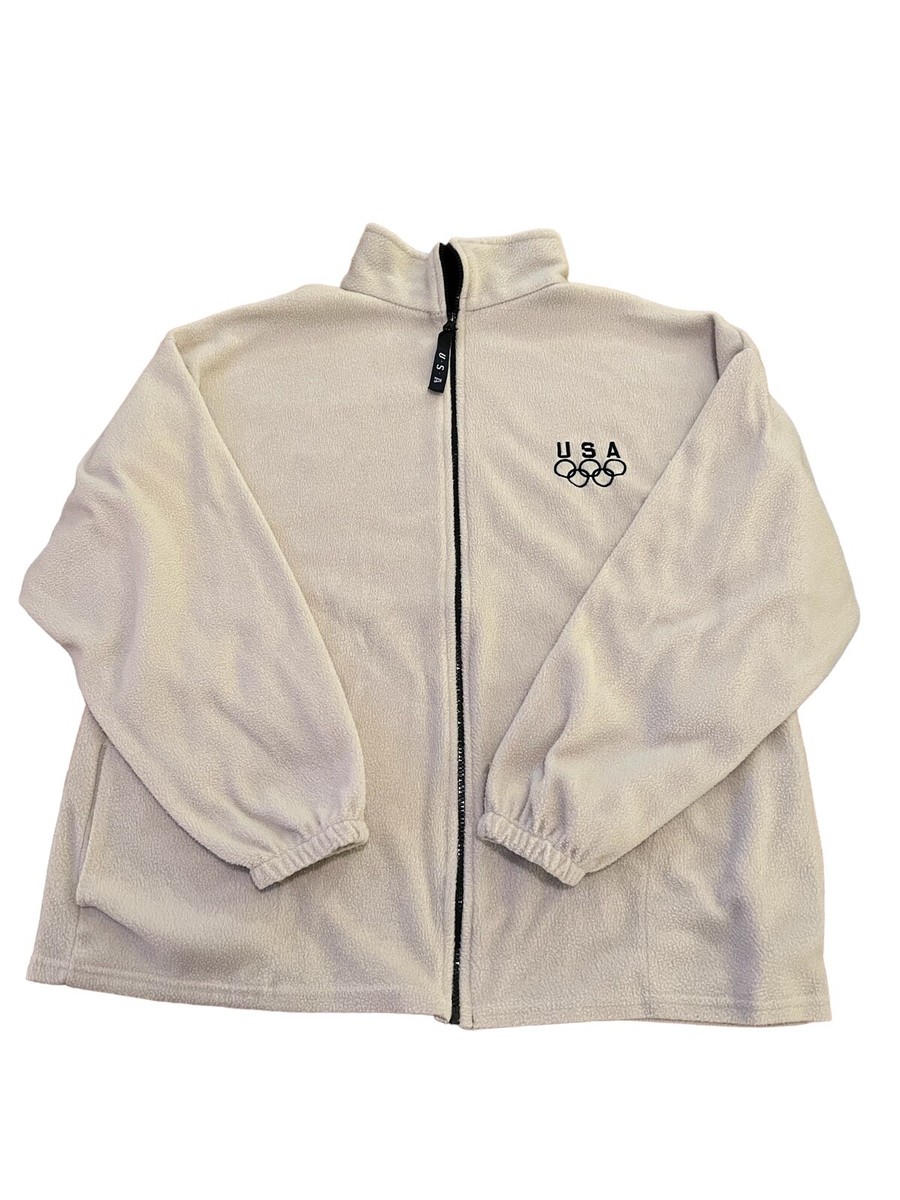 Vintage Team USA Olympics Fleece Full Zip Jacket Embroidered Made 