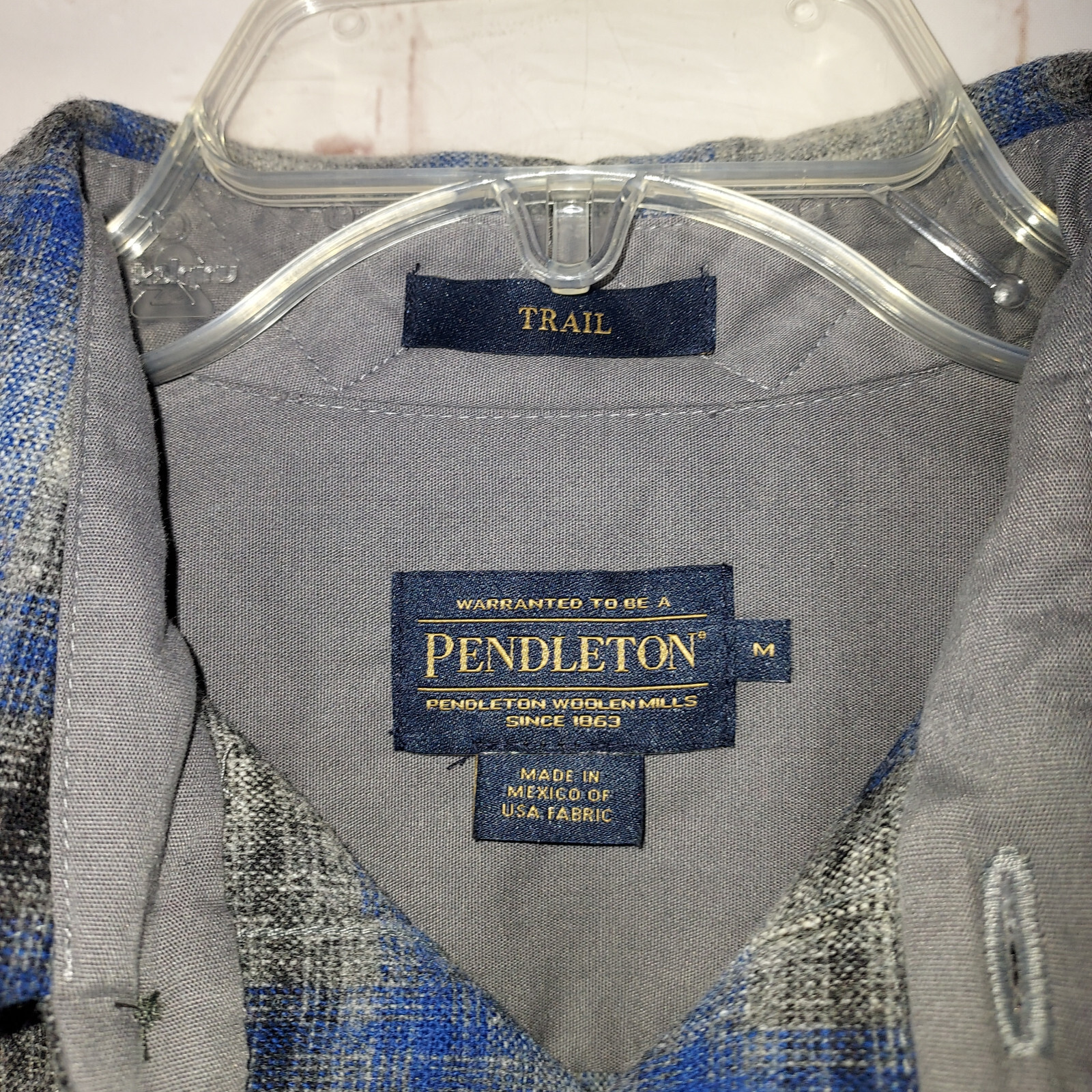 Pendleton Trail Wool Men Medium Blue Button Down … - image 11