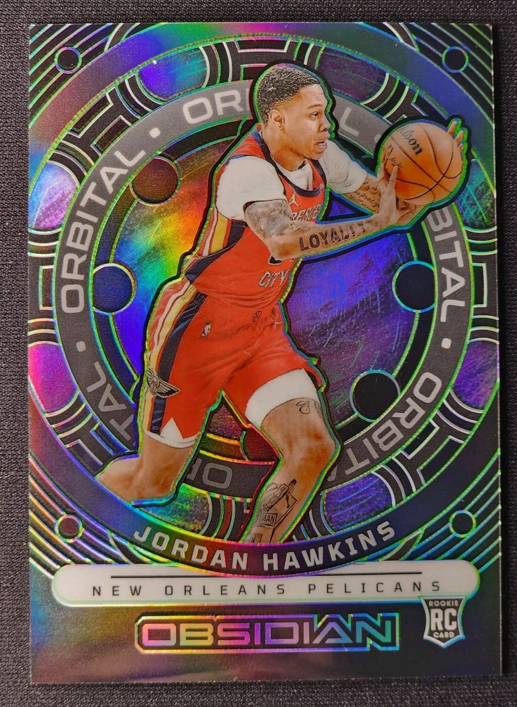 2023-24 Panini Obsidian Jordan Hawkins #24 Orbital Electric Etch Green /25