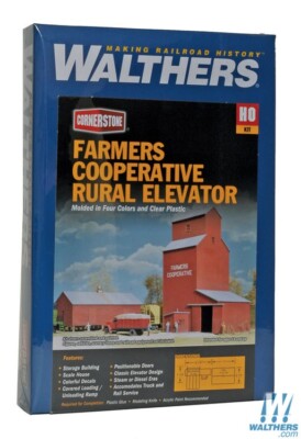 NEW Walthers Farmers Coop Rural Grain Elevator Kit HO Scale Train FREE US SHIP