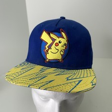 Pokemon Youth OSFM Blue Hat Cap Flat Bill Pikachu Snapback Adjustable