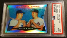 1997 TOPPS MICKEY MANTLE FINEST REFRACTOR #28 1960 TOPPS REPRINT PSA 9 POP 3
