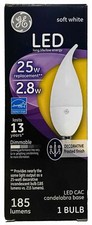 GE 2.8-Watt 25-Watt Replacement 185 Lumens Soft White Candelabra Base Bent
