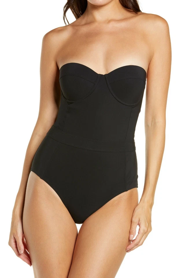 Tory Burch Black Lipsi Underwire One-Piece Swimsuit L79760 Size Small - Image 2 of 4