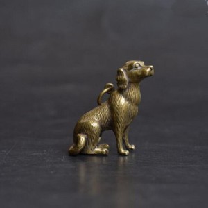 Chinese-Old-Collectibles-pure-brass-lucky-Zodiac-dog-statue-pendant