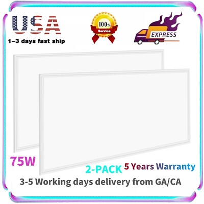 2x4 FT LED Troffer Panel Edge-Lit Flat (2-4 PACK) 5000k Daylight White, 75 Watts