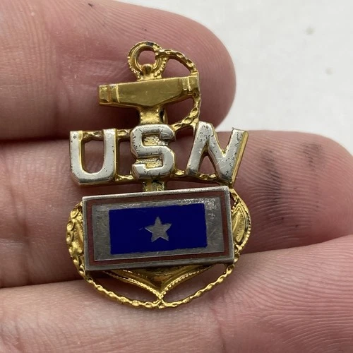 WW2 Sterling USN Pinback Anchor US Navy Military pin Son Sweetheart 5.3g 13