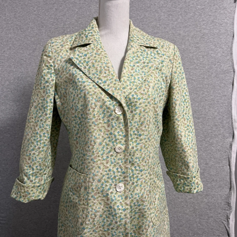Abrigo Express Vintage Años 90 Para Mujer M/L Verde Floral Caprichoso Hada Cottagecore Foto 3 de 4