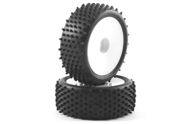 Fastrax 'Stub' 1/10th Buggy Front Tyres Pre-Mounted on Dish Wheels (2) FAST0046