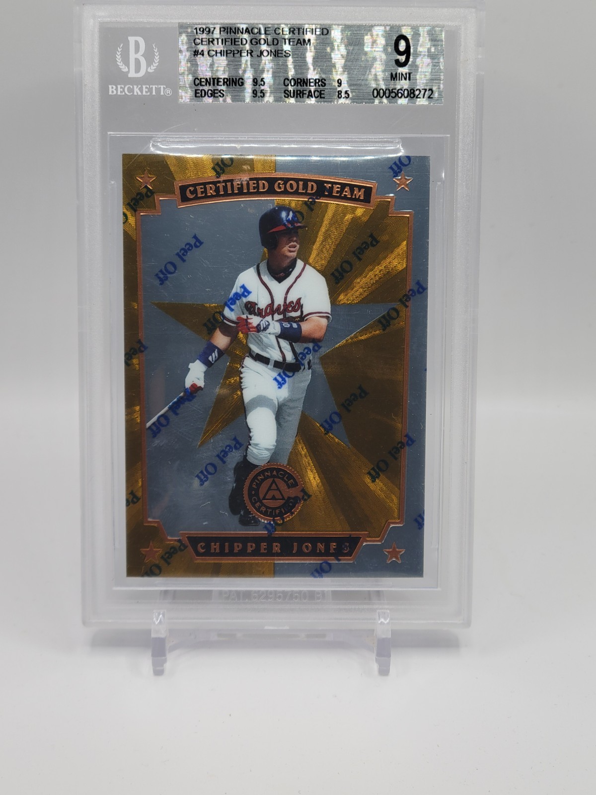 1997 Pinnacle Certified Gold Team Chipper Jones #4 of 20 #'d 268/475 BGS 9 Mint 