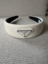 White Leather Prada Head Band